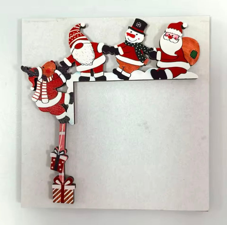 Wooden Santa corner door decoration.