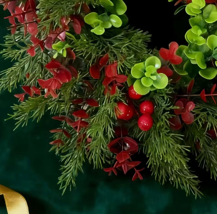 Christmas wreath with red berries.