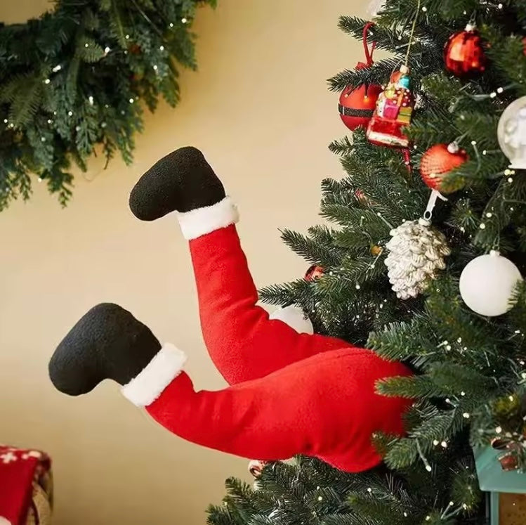Christmas tree decoration, plush Santa claus elf Legs.